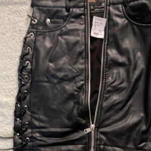 AKIRA Black Lace-Up Faux Leather Skirt